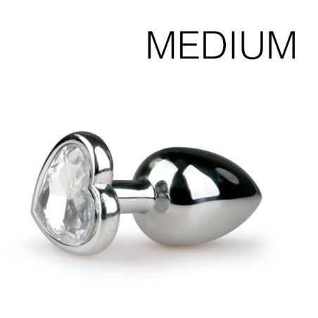 Plug bijou argent avec coeur version Medium