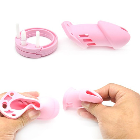 Cage de chasteté silicone rose de 9 x 3cm