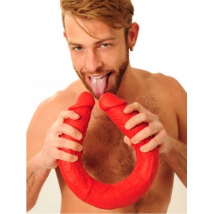 Double gode STRETCH N°77 de 62 x 6.2 cm Rouge