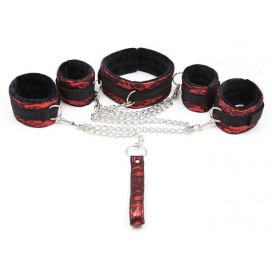 Kit Bondage Collier + Menottes Rouge