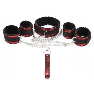 Kit Bondage Collier + Menottes Rouge