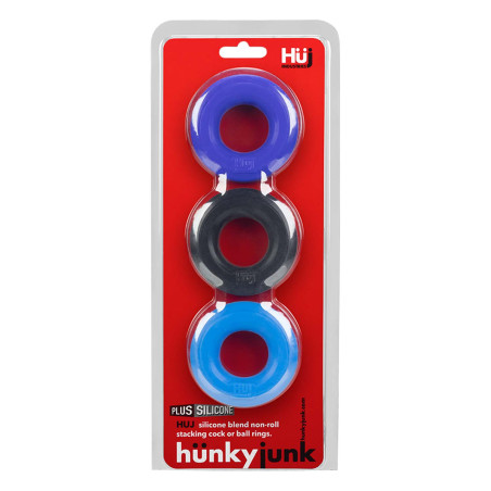 Cockrings HUJ Hünkyjunk lot de 3 Bleu-Noir