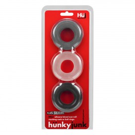 Cockrings HUJ Hünkyjunk lot de 3 Noir Gris et Transparent 2