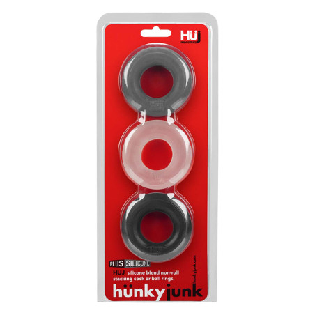 Cockrings HUJ Hünkyjunk lot de 3 Noir Gris et Transparent