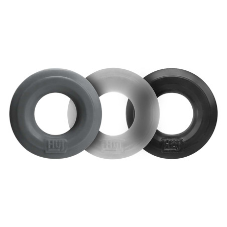 Cockrings HUJ Hünkyjunk lot de 3 Noir Gris et Transparent