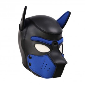Cagoule PUPPY Néoprène Noir-Bleu de Kinky Puppy