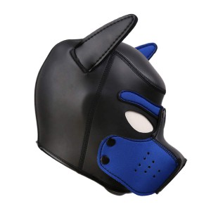 Cagoule PUPPY Néoprène Noir-Bleu de Kinky Puppy