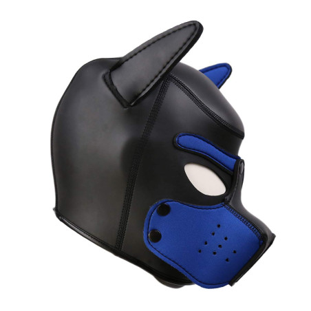 Cagoule PUPPY Néoprène Noir-Bleu de Kinky Puppy