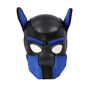 Cagoule PUPPY Néoprène Noir-Bleu de Kinky Puppy