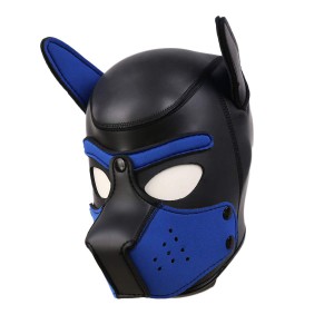 Cagoule PUPPY Néoprène Noir-Bleu de Kinky Puppy