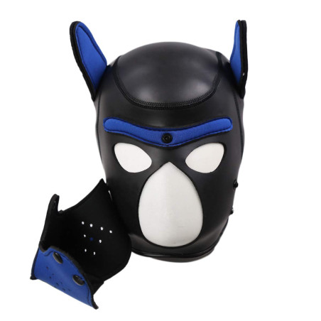 Cagoule PUPPY Néoprène Noir-Bleu de Kinky Puppy