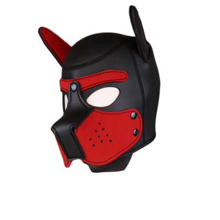 Cagoule PUPPY en néoprène Noir-Rouge de Kinky Puppy