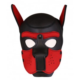 Cagoule PUPPY en néoprène Noir-Rouge de Kinky Puppy 2