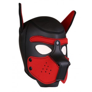 Cagoule PUPPY en néoprène Noir-Rouge de Kinky Puppy