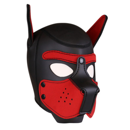 Cagoule PUPPY en néoprène Noir-Rouge de Kinky Puppy