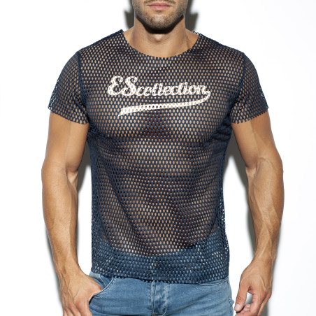 T-shirt OPEN MESH bleu marine de Es Collection