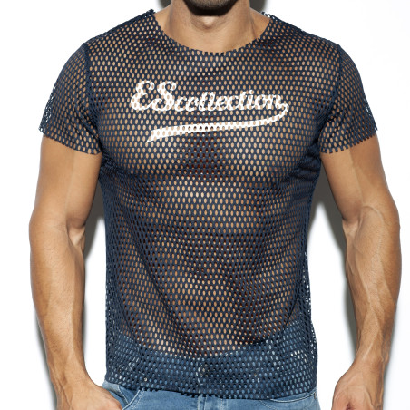 T-shirt OPEN MESH bleu marine de Es Collection