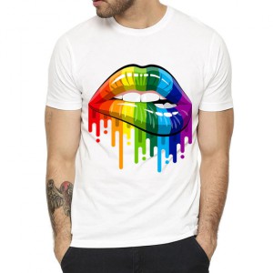 T-shirt LIPS RAINBOW Blanc