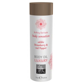 Huile de massage Comestible - FRAISE et POIVRON ROUGE 75 mL