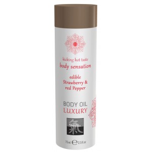 Huile de massage Comestible - FRAISE et POIVRON ROUGE 75 mL