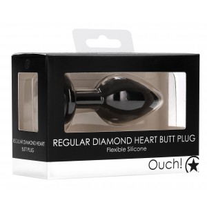 Plug Bijou Anal Silicone HEART 6 x 2.8 cm Noir