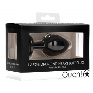 Plug Bijou Anal Silicone HEART 7 x 3.5 cm Noir